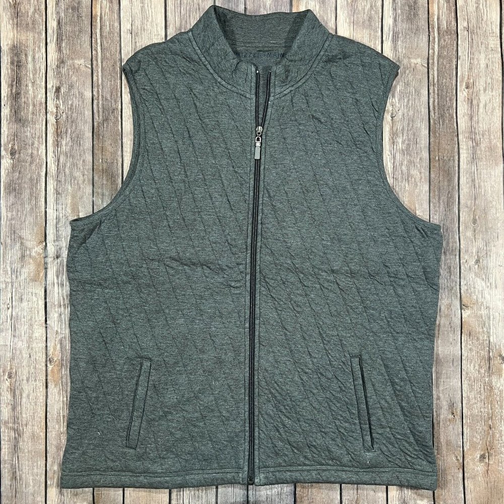 Mizzen Main Quilted Full Zip Vest Jacket XL Mens Grey Sleeveless Sweater